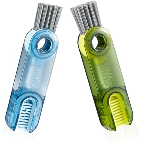 3-in-1 Cup Lid Cleaning Brush 2-Pack Multifunctional Crevice Cleaning Brush Portable Essential Tools for Home Kitchen Water Bottles & Cups