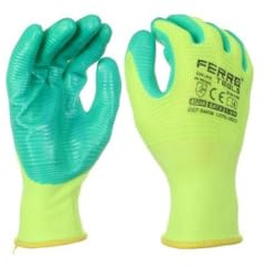 DRW Guantes trabajo nitrilo sin costura 4121X grip 13 verdes 12 juegos Talla M