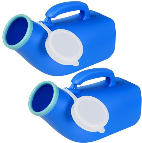 2 Pee Bottles for Men, Male Urinal Bottles, Portable Urinals for Emergency Use, Travel, Camping, Hospitals, Blue Urinal Bottles for Elderly and Disabled Individuals