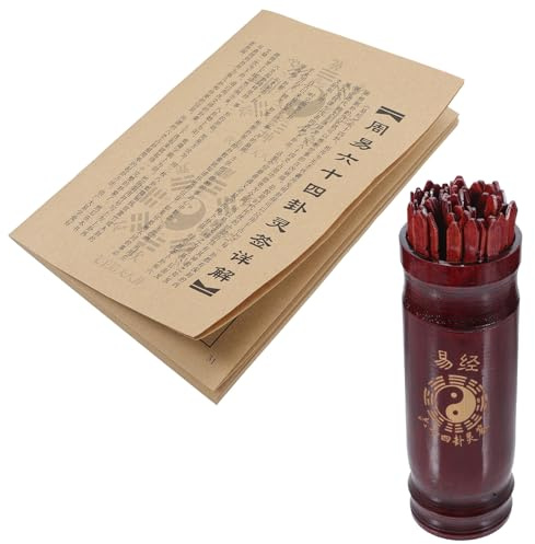 FUNOMOCYA Palos Chinos Suerte para Adivinación con Tubo Libro Kit de Palillos Tradicionales para Familiares y Templos Diseño Simple y Duradero para