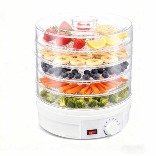 YIGECHENXIN Deshidratador eléctrico de Alimentos de Control de Temperatura de 5 bandejas, Uso doméstico de 350W Frutas Verduras secador deshidratado Temperatura Ajustable 35-70 ℃,110V