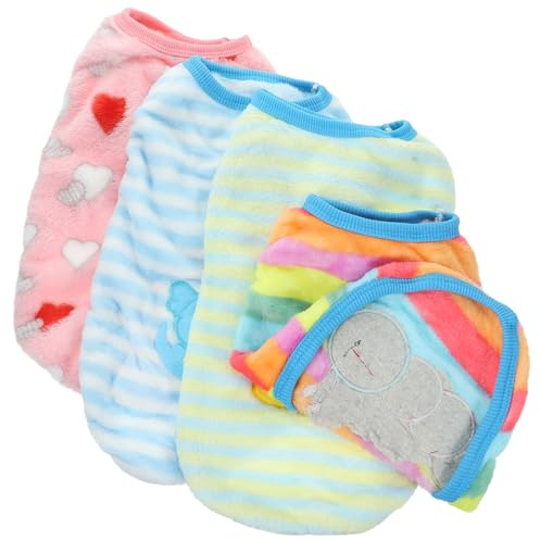 GLEAVI 4pcs Pet Thermal Vest Cartoon Outdoor Pet Clothes for Small Dog Winter Warm Preservation Costume for Dog Walking Accessories