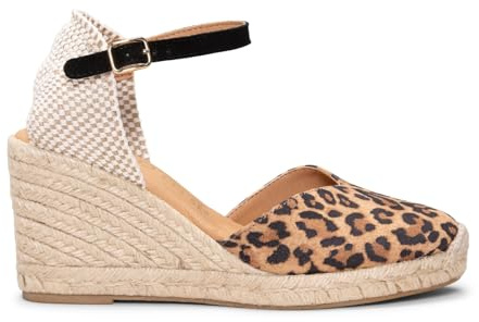 miMaO Cuñas altas de esparto en piel estampado Leopardo, EU 39
