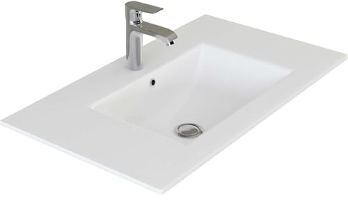 VILSTEIN® Keramik Waschbecken Eckig [90CM] - Aufsatz - & Einbauwaschbecken für Badezimmer & Gäste WC - Einbauwaschbecken Bad - Waschbecken Einsatz - Handwaschbecken für Waschtisch - Bathroom Sink