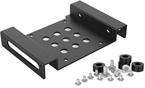 ORICO Aluminum 5.25 inch to 2.5 or 3.5 Inch Internal Hard Disk Drive Mounting Kit with Screws and Shock Absorption Rubber Washer- Black