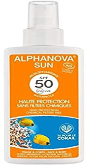 ALPHANOVA Spray solaire SPF50 - Parfum monoi - Haute protection - Naturel et BIO - waterproof - 125g