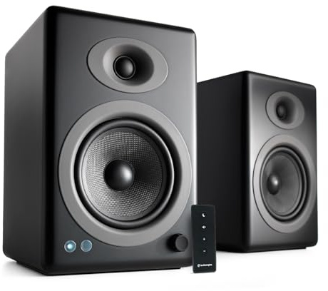 Audioengine A5+ Powered Bookshelf Speakers – 150W High-Fidelity Studio Monitors for Music, Gaming, Turntables & Home Theater