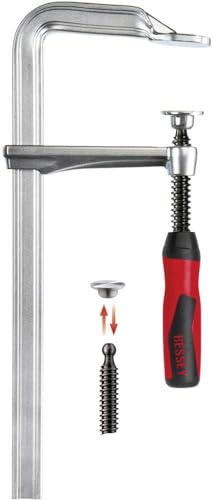BESSEY Ganzstahlzwinge GZ40-12-2K | 400 mm Spannweite | 120 mm Ausladung | Federndes und elastisches Spannen reduziert Vibrationen, während der 2-Komponenten-Griff komfortables Arbeiten ermöglicht