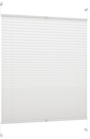 DécoProfi Plissee PL01095200 weiß, 95 cm x 220 cm mit Klemmträger / Klemmfix / ohne Bohren