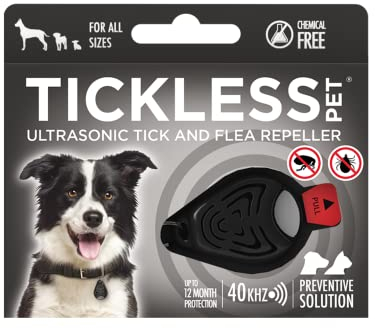 Tickless Pet - Repelente de pulgas y garrapatas ultrasónico, Natural, sin químicos, Color Negro