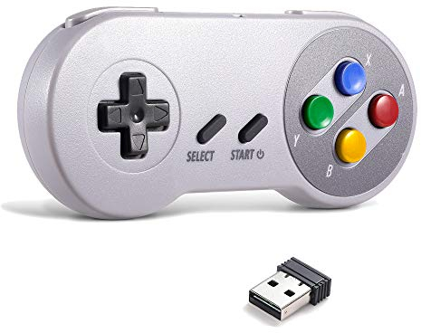 miadore 2.4G Wireless Controller Chargeable Classic SNES USB Gamepad Joystick mit USB-Empfänger/Ladekabel für Spiele, Unterstützung PC Windows Mac und Retropie Gamepad NES/SNES Emulator