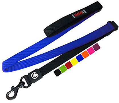 DDOXX Bungee Nylon Hundeleine - 120 cm Stoßfeste Hundeleine mit gepolsterter Handschlaufe für alle Hundegrößen - (Blau)