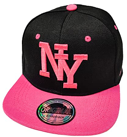 J26 Kids Kinder Snapback USA Cap Teenie Kappe Basecap Mütze Trucker Cappy Sport NY (Schwarz Pink)
