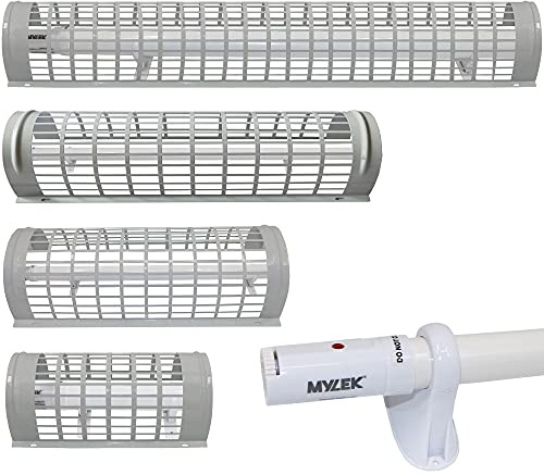 Mylek Tubular Heater 135W Low Energy - Tube 105cm and Cage Guard 91cm - Adjustable Thermostat And Mounting Brackets Greenhouse, Garage, Caravan
