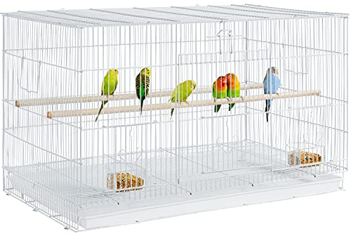 Yaheetech Jaula para Pájaros Jaula Metal para Loro 76x45,5x45,5cm Blanco