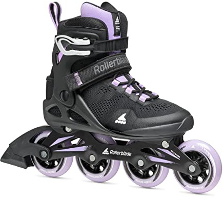 Rollerblade Macroblade 84 Patines en línea de Fitness para Mujer, Color Negro y Lavanda, Patines en línea de Rendimiento