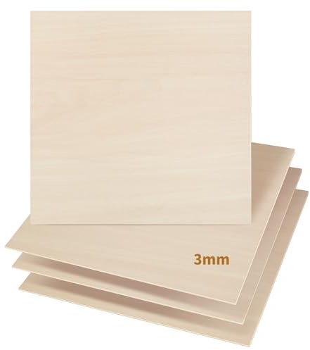 Dofiki 25 Piezas 3mm Contrachapado de Madera de Tilo 400 x400 x3mm Contrachapado Artesanal para Corte por Láser Grabado en Madera Artesanal Contrachapado de Madera de Tilo 1/8 x15.7 x15.7