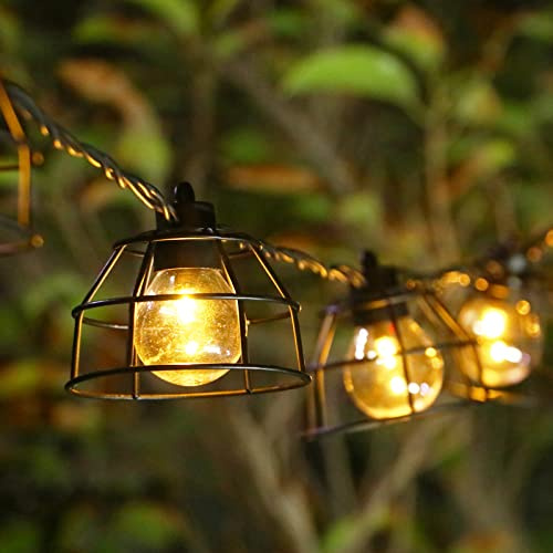 Vigdur Vintage Cafe Lights - 10 Clear G40 Bulbs with Metal Shades, Indoor/Outdoor Patio Lights for Cafe, Backyard, Garden, Porch, Deck, Holiday Decor, 11FT