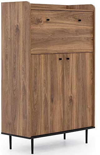 Lomadox Barschrank in Eiche Nb. Wohnzimmer Möbel im modernen Vintage Design, B/H/T ca. 90/140/40 cm