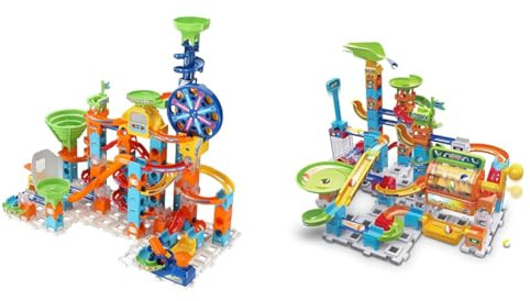 VTech Marble Rush - Ultimate Set XL100 E – von 4-12 Jahren & Marble Rush - Super Action Set L100 E – Interaktives Kugelbahn-Set mit Licht und Sound, spannenden Bahnelementen, von 4-12 Jahren