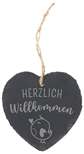 Spruchreif | Kleines Schieferherz mit Gravur | Schieferherz mit Spruch | Schiefertafel in Herzform mit Kordel zum Aufhängen | Wanddeko mit Sprüchen | Schiefer Türschild | Dekoherz | Willkommensschild
