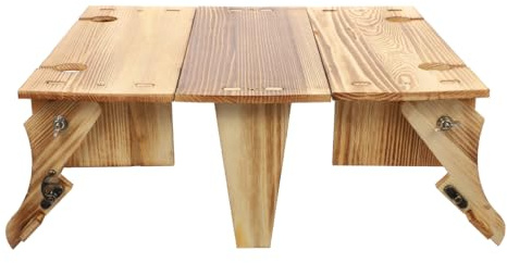 GANAZONO Klapptisch Korb Weinhalter Picknick Im Freien Picknickkorb Aus Holz Klappbarer Tisch Für Den Außenbereich Mini-Wein-Käse-Behälter Picknick-Zubehör Picknick-Holztisch