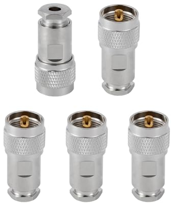 Vecys 5PCS PL-259 UHF Maschio Connettori 50 Ohm PL259 Maschio Spina Cinque pezzi Set Crimpare RF Coax Connettore Adattatore per RG58 VLMR195 RG142 RG400 Cavo Coassiale a Bassa Perdita