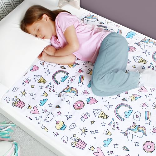 Hygge Sheets® Potty Training Pee Pads for Kids, Toddlers - 2 Pack - 100% Waterproof, Non Slip Bed Wetting Pad for Twin Beds - Washable, Reusable Mattress & Sheet Protector - Unicorn