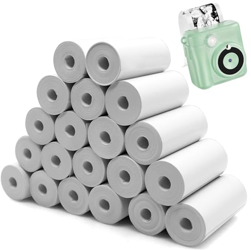 TETEWEVER Thermopapier für Kinderkamera 20 Rollen 57mm Thermo Druckerpapier Nachfülldruckpapier Weiß Null Tinten Druckpapier für Kinderkamera Sofortdruckkamera