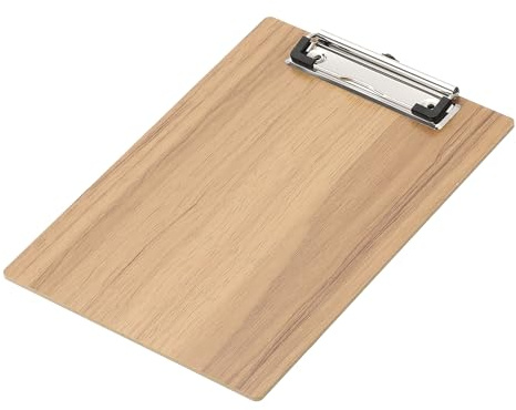 PATIKIL Portablocco in Legno da 8.9x6.3, A4 Formato Lettera, in Cartone Rigido con Clip a Basso Profilo per Ufficio, Aula, Texture in Legno di Ciliegio