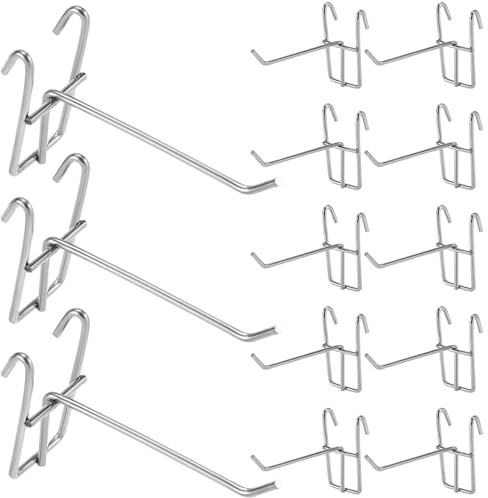 WOONEKY 30Pcs Metal Grid Mesh Hooks Heavy Duty Wall Hooks for Hanging Kitchen Pans Cups Towels Bags Multifunctional Hangers for Bathroom Closet Garage Organization