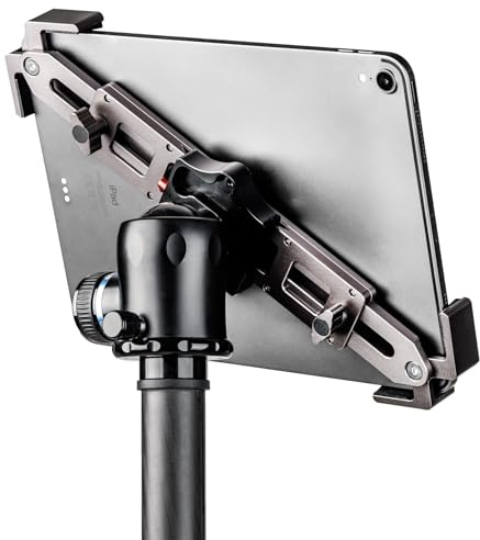 Snaptools Tablet Stativhalterung für iPad Pro 13, 12,9, 11, iPad Air, Surface, Galaxy, 9 bis 13 Zoll, usw.; Stativgewinde 1/4 Zoll und 3/8 Zoll, Arca-Swiss kompatibel