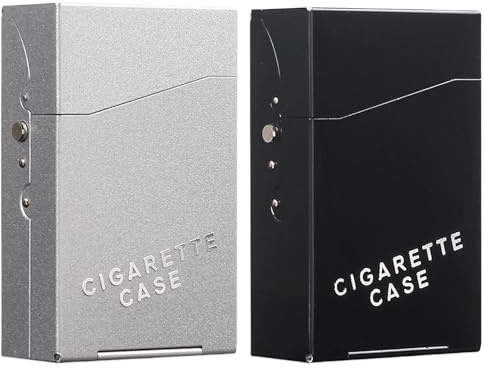 Zigarettenetui 2 Stück,Metall Zigarettenbox,Zigaretten Etui 20 Zigaretten | Aluminiumlegierung Zigarettendose,Tragbarer Automatischer Deckel Zigarettenschachtel, Cigarette Case für Damen Herren