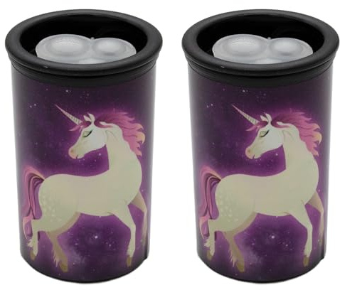 KUM - Anspitzer mit Behälter Unicorn, 2er Pack | Behälterspitzer für dicke und dünne Stifte mit 8 mm und 11 mm Durchmesser