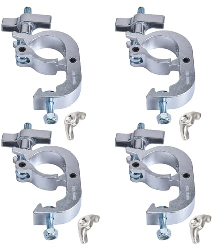 Sarknoah.Pack of 4 .Silver Heavy Duty Truss Clamp.330 lb Aluminum Alloy Stage Light Clamp,Fits 1.89-2.0 Inch Truss Pro Coupler Trigger Clamp For DJ Lights, Moving Head Par Lights.