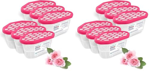 Aquafloow Assorbitore di Umidità per Ambienti 400 ml, Riduce l'umidità, 6 Pezzi ROSE | Neutralizzatore di Odori, Deumidificatore per Cucina, Armadio, Bagno e Studio (Confezione da 2)