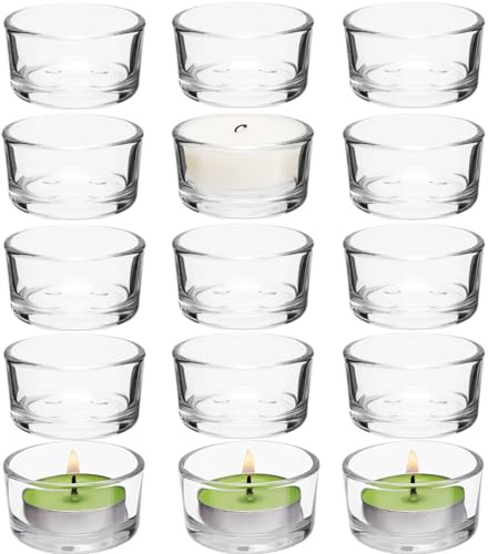 Kinmsito Teelichtgläser Set, 30er Pack Teelichthalter Glas | Kerzenhalter Teelichter Aus Klarem Glas for Hochzeiten, Romantische Abendessen, Feiertage and Partydekorationen