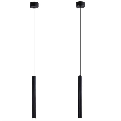 LIGKIN 2 Pezzi Lampada a sospensione LED Lampadario Moderno Design Minimalista Lampada da soffitto LED Nero Plafoniera Alluminio per Sala da pranzo Camera da letto Soggiorno Ristorante