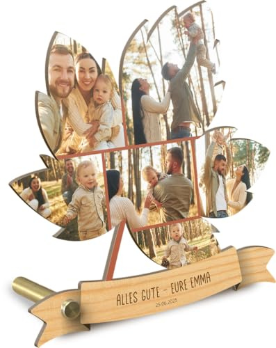 NAP Blatt Geschenk personalisiert - Foto Geschenk Holzbild - Blatt Geschenke für Männer, Frauen und Kinder, Geburtstagsgeschenk, Fotomosaik