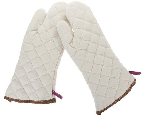 Ofenhandschuhe, 1 Paar Backhandschuhe Ofenhandschuhe Kochhandschuhe Hitzebeständig Mikrowellengeeignet Handwärmer Handschuhe for Kochen Isolierte Handschuhe Baumwolle Weiß Kleiner Ofen rutschfest