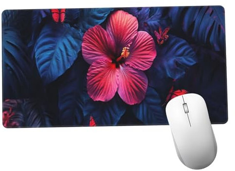 Flor Roja Alfombrilla Ratón 1400x600x3mm Alfombrilla Raton XXL con Base de Goma Antideslizante, Lavable, Accesorios Gaming Hoja Verde, Ordenador Gamer Regalos, Mouse Pad Gaming Mejora La Velocida Y906