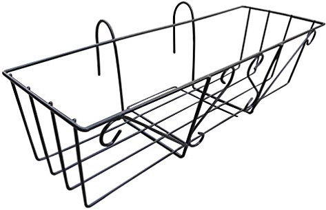 Soporte Colgante para macetas, barandilla de balcón, Maceta con Soportes, Estante para macetas de Patio, alféizar de Ventana, decoración de jardín (Negro)