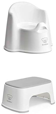 Bundle of BabyBjörn Pot Fauteuil, Blanc/Gris + Marchepied, Blanc/Gris