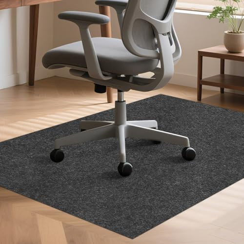 Bürostuhl Unterlage Dunkelgrau, 90 x 120 cm, Stuhlmatten, Bodenschutzmatte Bürostuhl, mit Kratzschutz, Wasserfest, Schneidbar, für Bürostühle, Schreibtischstühle und Homeoffice (Schwarz)