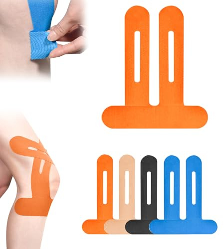 PreCut Sport Tape, Knie Tape Bandage Knie Stabilisierung, Gittertape für Knie, Wasserfestes Elastisches Physio Tape für Knieschmerzen (Orange*10)