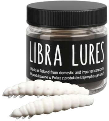 Libra Lures Larva 45mm | Forellenköder Supersoft | Inhalt: 8 Stück | Aroma: Knoblauch | Farbe: 001 / White