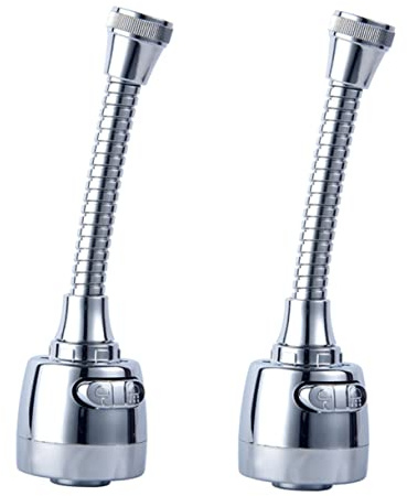 SHINEOFI Boquilla De Grifo Antisalpicaduras Extensible De 12 Cm Acero Inoxidable Ahorro De Agua Para Cocina y Baño 2 Piezas