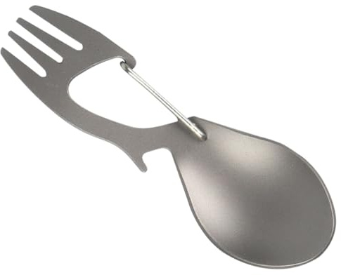 JUMPLAWN Tenedor-Cuchara Multifuncional De Titanio, Abridor De Botellas Pequeño, Plegable y Portátil, Utensilio Ligero para Camping Al Aire Libre y Picnic