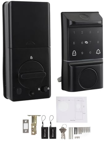 Smart Fingerprint Door Lock, Keyless Entry Electronic Digital Keypad Lock with Precise Recognition Virtual Password 5 Unlocking Ways Easy Install for Home Office Aluminum Alloy