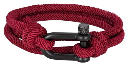 London hantverk stilfullt paracord justerbart armband män kvinnor 19-21 cm vinröd röd, 19cm, Nylon, Ingen ädelsten